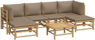 vidaXL Vidaxl - Set De Muebles De Jard&iacute;n 7 Piezas Bamb&uacute; Y Cojines Gris Taupe