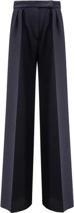 Max Mara Klassieke Broek - Dames - Wijde Broeken - Blauw - 2XS - Wol - Broeken