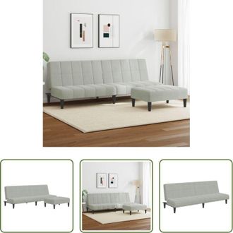 vidaXL Divano letto 2 posti - Divano Letto a 2 Posti con Poggiapiedi Grigio Chiaro in Velluto