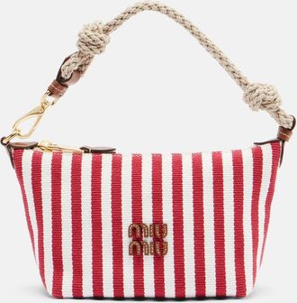 Miu Miu Striped leather-trimmed top-handle bag