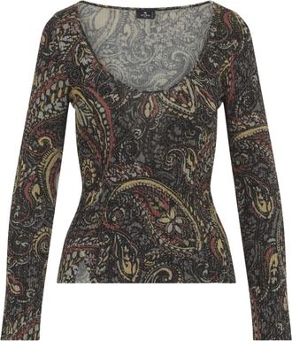 Etro Trui met boothals - Dames - Ronde hals truien - Groen - 2XS - Truien & Vesten