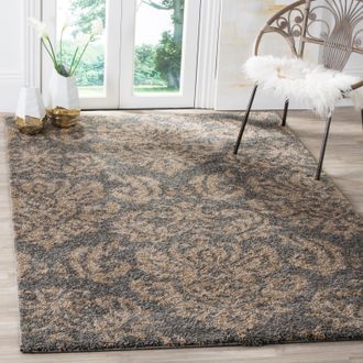 Safavieh Florida Shag Machine Made Area Rug, Grey / Beige Traditional Style Easy Care