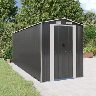 Berkfield Home Garden Shed Anthracite 192x523x223 cm Galvanised Steel in Black | Size: 192 x 523 x 223 cm