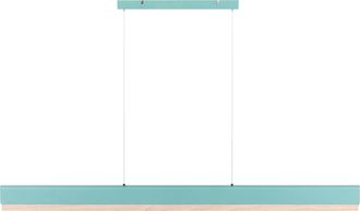 Beliani L&aacute;mpara Led Colgante Lineal De Metal 120 Cm Estilo Escandinavo Moderno Pantalla De Madera Menta Y Marr&oacute;n Claro Mara