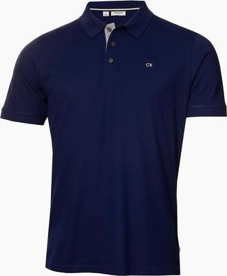 Calvin Klein Mens Embroidered Collared Neck Short Sleeve Polo Shirt - Navy - Size: 38
