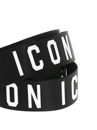 Dsquared2 Mens Be Icon Logo Tape Belt Black Accessories >