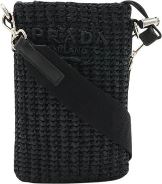 Prada Pre-owned Raffia 2way Phone Bag - - Pre-owned - Donna - Nero - ONE SIZE