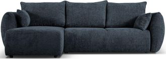 BLOOMINGLOFT 4-Sitzer Design Ecksofa Matera mit Bettfunktion, Chenille Königsblau