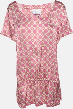 Marina Rinaldi Pink Printed Silk Short Sleeve Top