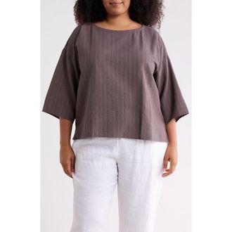 Eileen Fisher Boxy Short Sleeve Top in Rye at Nordstrom Rack, Size 2 X