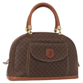 Celine Vintage Macadam Handbag Canvas And Leather Brown Canvas Handbag (Pre-Owned)