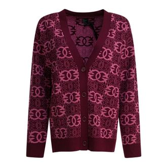 Pinko Pinko, Truien & Vesten, Dames, Rood, S, Polyester, Cardigan con Logo Love Birds