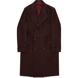 Fortela Classic Double Breasted Wool Coat in Burgundy at Nordstrom, Size 54 Eu