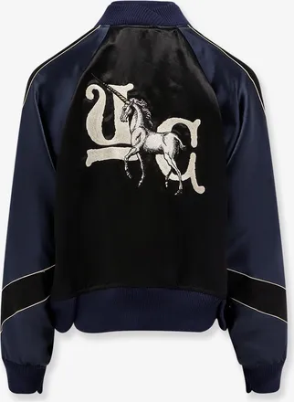 Undercover Womens Satin Bomber Jacket Blue Acetate