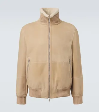Brunello Cucinelli Shearling-lined suede bomber jacket