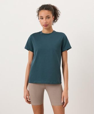 Pact Organic Cotton Womens Softspun Essential Crewneck Tee in Deep Aqua at Nordstrom, Size Large