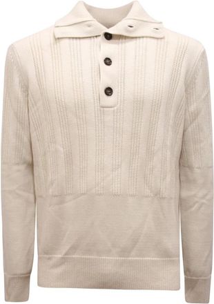 Paolo Pecora Maglione Wool Sweater - Heren - Ronde hals truien - Wit - S - Wol - Truien & Vesten