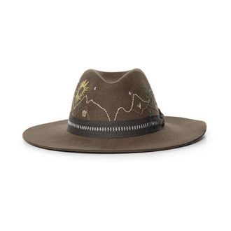 Golden Goose Geborduurde Fedora Hoed - unisex - Accessoires - Groen - Maat: M Wol