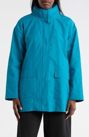 Eileen Fisher Organic Cotton Blend Hooded Longline Coat in Dragonfly at Nordstrom Rack, Size Xx-Small