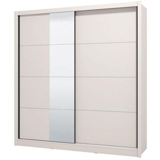 Dmora Guardaroba Grande Orero, Armadio Camera da Letto Appendiabiti, 5 Ripiani, 8 Vani, 205x215.5h cm Bianco Beige