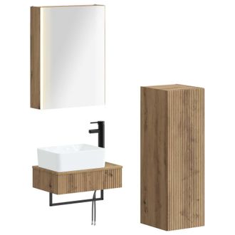 vidaXL Juego De Muebles De Ba&ntilde;o 4 Pcs Roble Artesanal Vidaxl