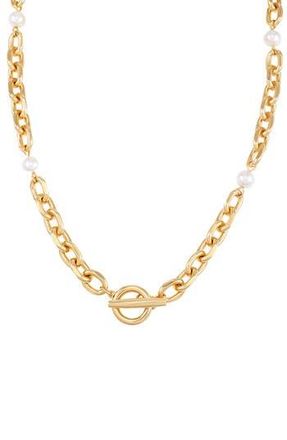 Vince Camuto Faux Pearl Station Toggle Necklace in Gold Tone at Nordstrom Rack