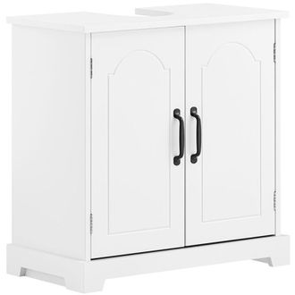 SoBuy SoBuy Under-Sink Bathroom Cabinet 60 cm, Small Under-Sink Storage Cabinet with Adjustable Shelves, Compact Moisture-Resistant Wooden Vanity Cabinet