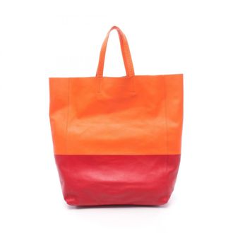 Celine Orange Red Color Leather Handbag Tote Bag (Pre-Owned)