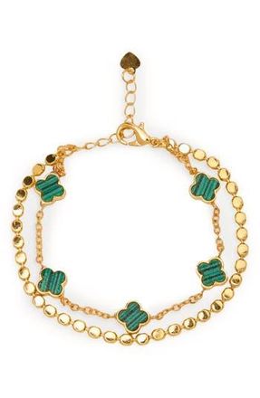 Saachi Clover Charm Bracelet in Green at Nordstrom Rack