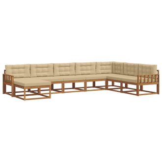 vidaXL Conjunto De Sof&aacute;s De Exterior Con Coj&iacute;n 8 Pcs Natural Y Beige Vidaxl