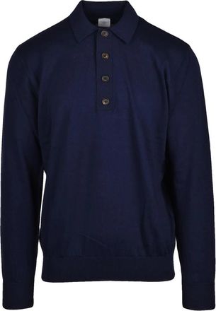 Eleventy Polo van gebreid katoen - Heren - Polos - Blauw - L - Katoen - Tops