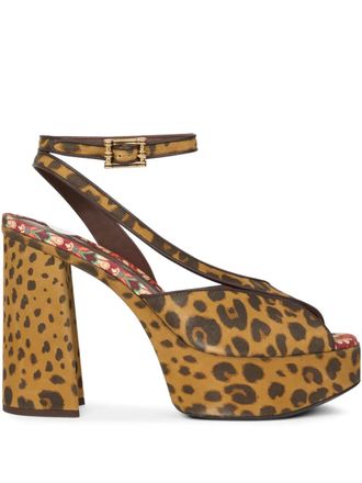 Etro 100mm platform animal-print sandals - Brown