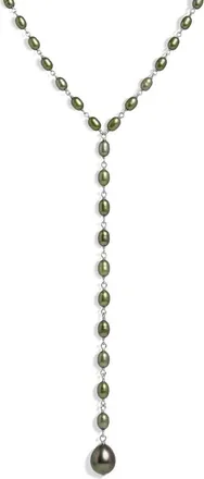 Awe Inspired Damselfly Drop Pearl Lariat Necklace in 925 Sterling Silver at Nordstrom
