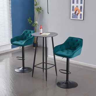 Ainpecca Ainpecca - 2pcs Luxury Bar Stools Velvet Dining stools Padded Armrest Swivel Bar Chairs Height adjustable Breakfast Kitchen-Orange