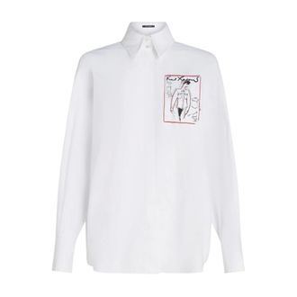 Karl Lagerfeld Overhemden, Dames, Wit, S, Katoen, Series Poplin Shirt