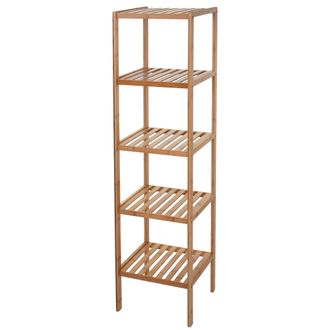 Hhg Nunca Usado] Estanter&iacute;a De Ba&ntilde;o Hhg 550, Estanter&iacute;a Para Armario De Ba&ntilde;o, Bamb&uacute;, 140x34x33cm
