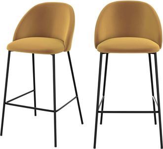 Rendez-Vous Déco Rendez-vous Déco - Set de 2 sillas para isla de cocina de terciopelo amarillo 66 cm - Karl