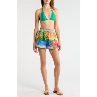 Kulani Kinis Printed Cover-Up Shorts in Coral Cobana at Nordstrom, Size X-Small