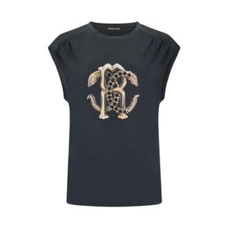 Roberto Cavalli Solid Luxury T-Shirt - female - Roberto Cavalli - T-Shirts - Black - XL - Tops