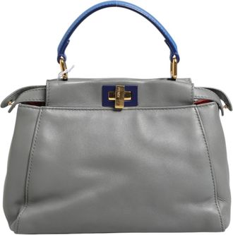 Fendi Mini Peekaboo Blue Womens Grey (Pre-Owned)