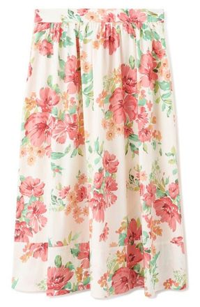 Mango Floral Midi Skirt in Off White at Nordstrom, Size X-Large
