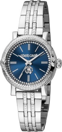 Roberto Cavalli Blue Dial Silver Stainless Steel Quartz Watch