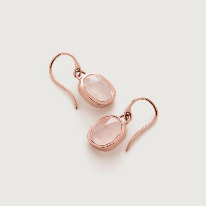 Rose Gold Siren Gemstone Wire Earrings Rose Quartz