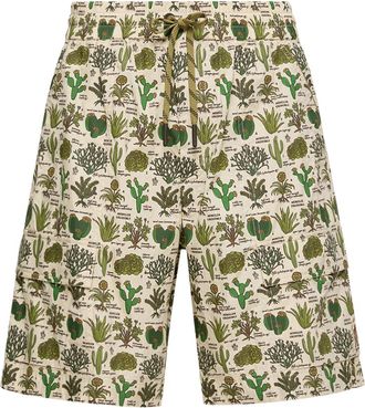 Moncler Moncler Botanical Print Cotton Blend Shorts, Men, Multicolor, Size: L