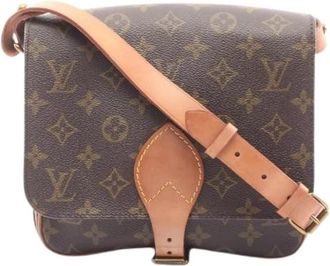 Louis Vuitton Pre-owned Cartouchiere MM Monogram PVC Coated Canvas Leather Schoudertas - Dames - Vintage Schoudertas - Bruin - ONE Size - Leer - Vintage