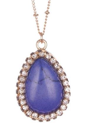 Olivia Welles Liv Crystal Halo Simulated Turquoise Pendant Necklace in Blue at Nordstrom Rack