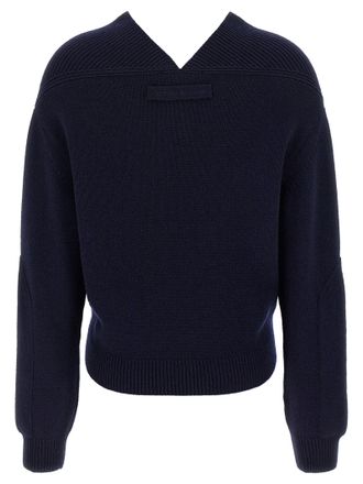 Victoria Beckham Cashmere Blend V-Neck Sweater - Navy