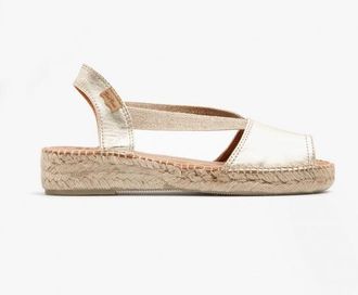Toni Pons Womens ETNA Ladies Leather Espadrille Sandals Platinum - Silver - Size UK 6