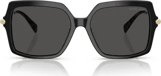 Michael Kors Quogue 57mm Square Sunglasses in Black/Amber Tortoise /Grey at Nordstrom