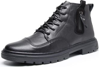 Generic Mens Ankle Boots Non Slip Anti-slip Derby Side Zip Genuine Leather Casual Work(5.5 UK)